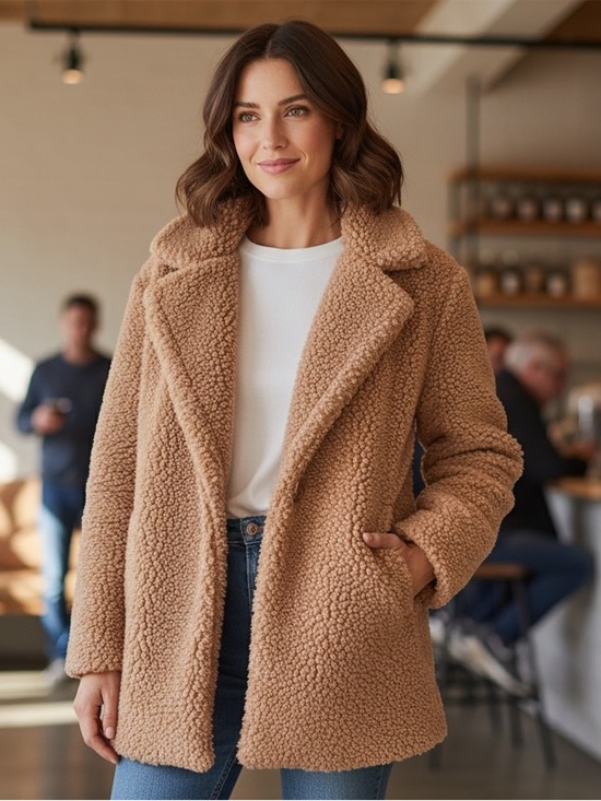 Martha Stewart Jackets & Blazers - Martha Stewart New Pink Plush Teddy Bear Coat Jacket Faux Fur Sherpa Large